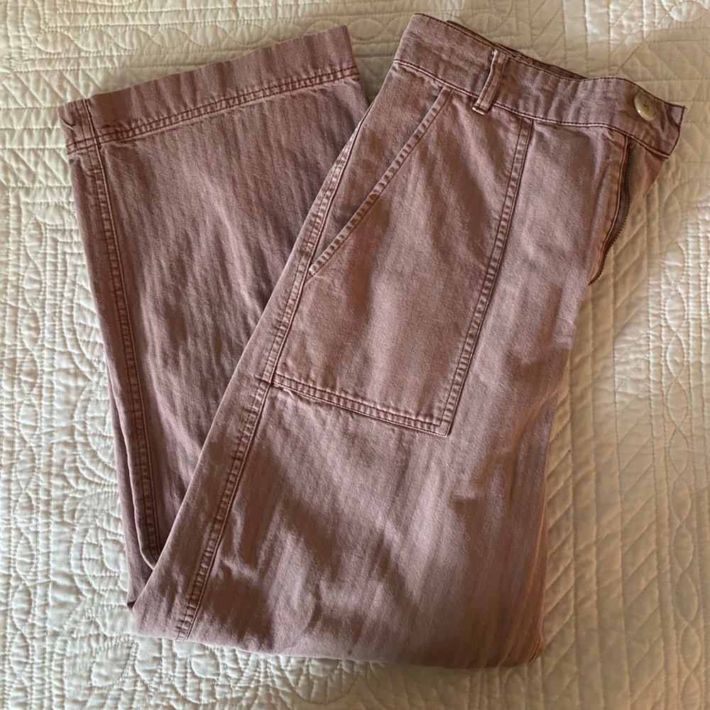 Free People Wide Leg Crop Pant- rose colored (pink)